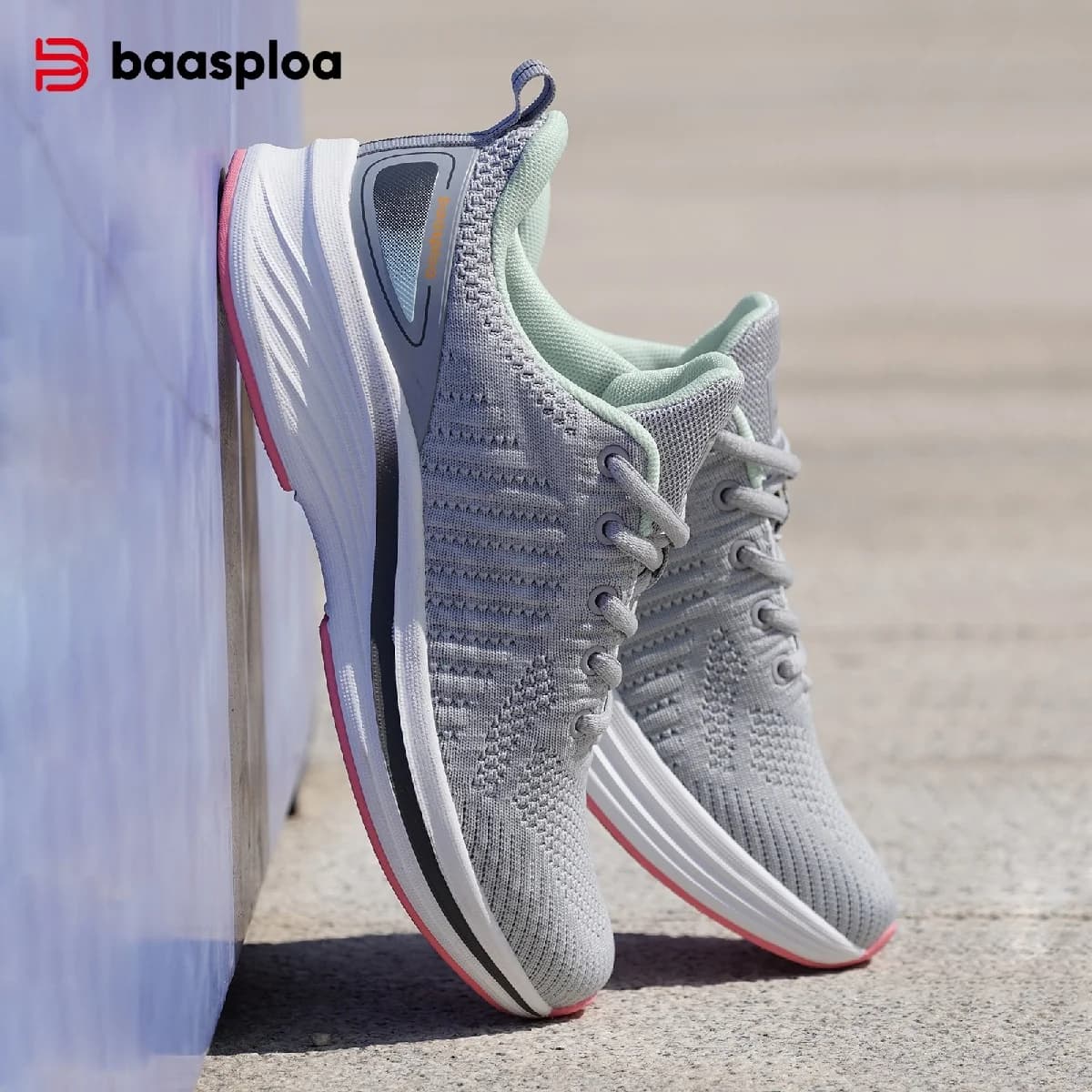 Baasploa Women Sport Shoes Comfort Lightweight Running Shoes for Women Mesh Breathable Casual Sneakers White Walking Sneakers