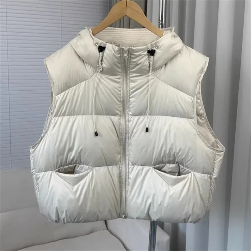 Gilet senza maniche autunno inverno stile Kroean donna gilet corto spesso cappotto giacca calda gilet femminile top gilet in cotone da donna con cappuccio