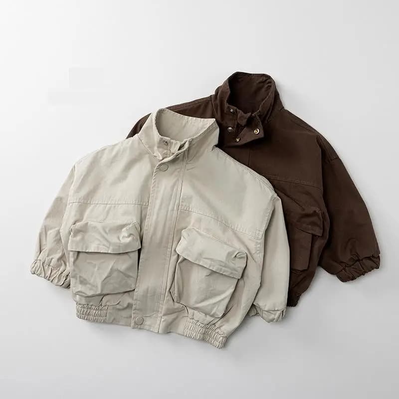 2025 autunno nuovi bambini cappotto casual ragazze giacca con cerniera solido bambino capispalla allentato cotone ragazzi cappotto da lavoro abbigliamento per bambini