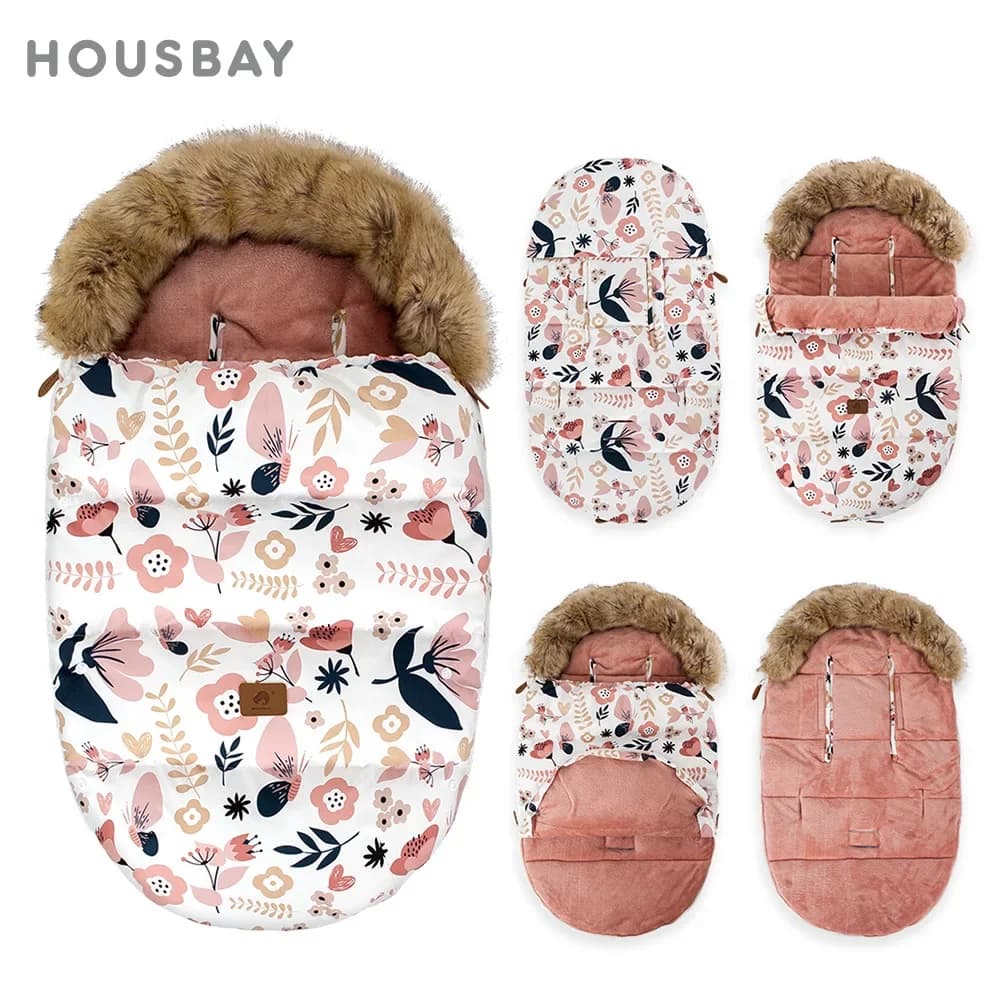 Children's shackle 0-24 months Winter bag for baby covers in stroller Sacco universal waterproof wheelchair design floral for girls