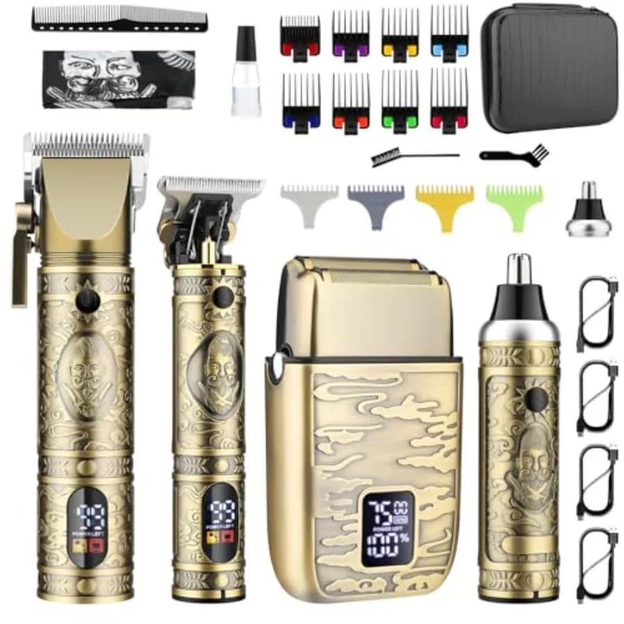 Professional Haircut for Men, Wireless Regular Kit with LED Display, Electric Shaver for Professional Use, Stainless Steel B