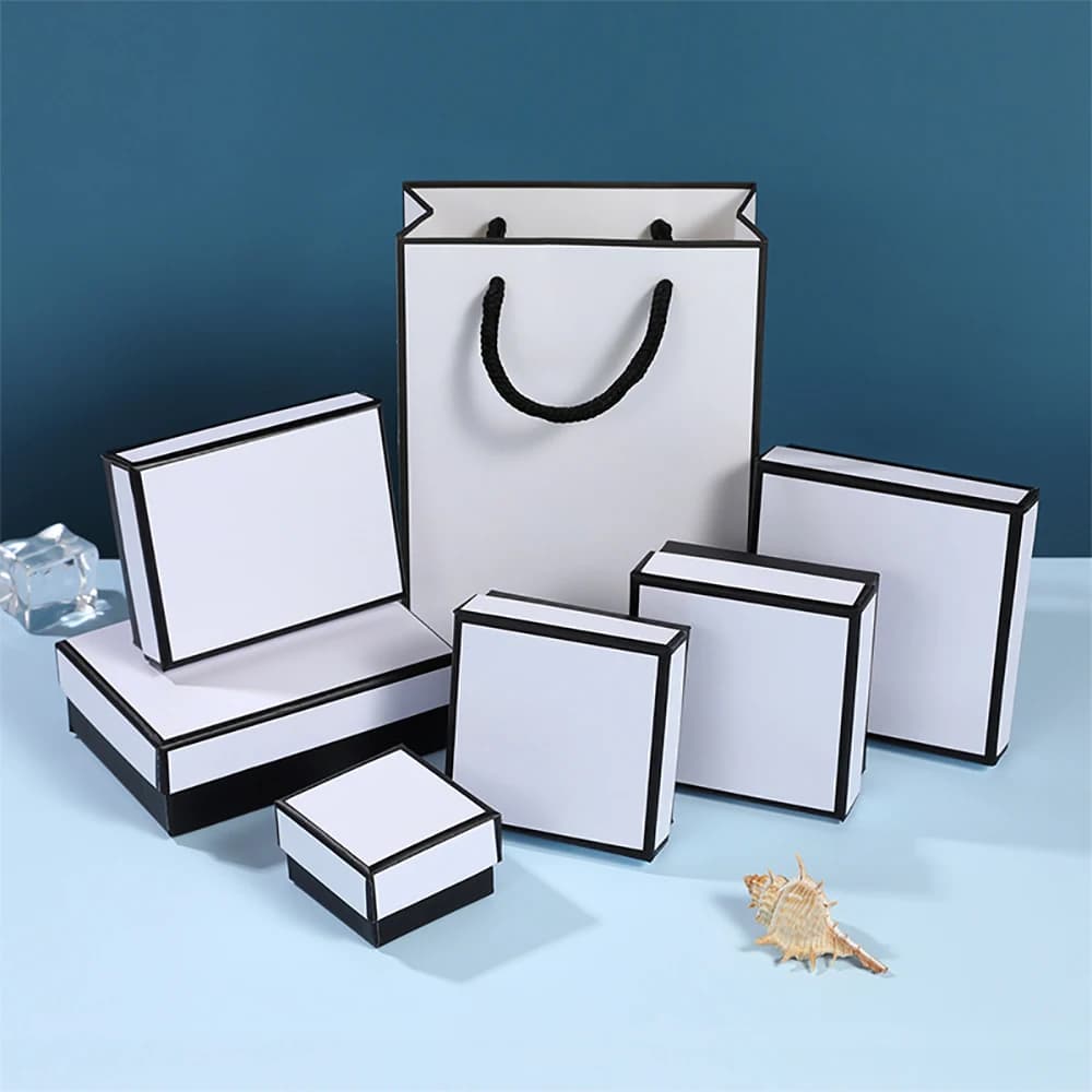 12pcs bianco nero muslimah confezione regalo di gioielli confezione di carta organizzatore da viaggio con spugna all'interno per orecchino collana orecchino sfuso