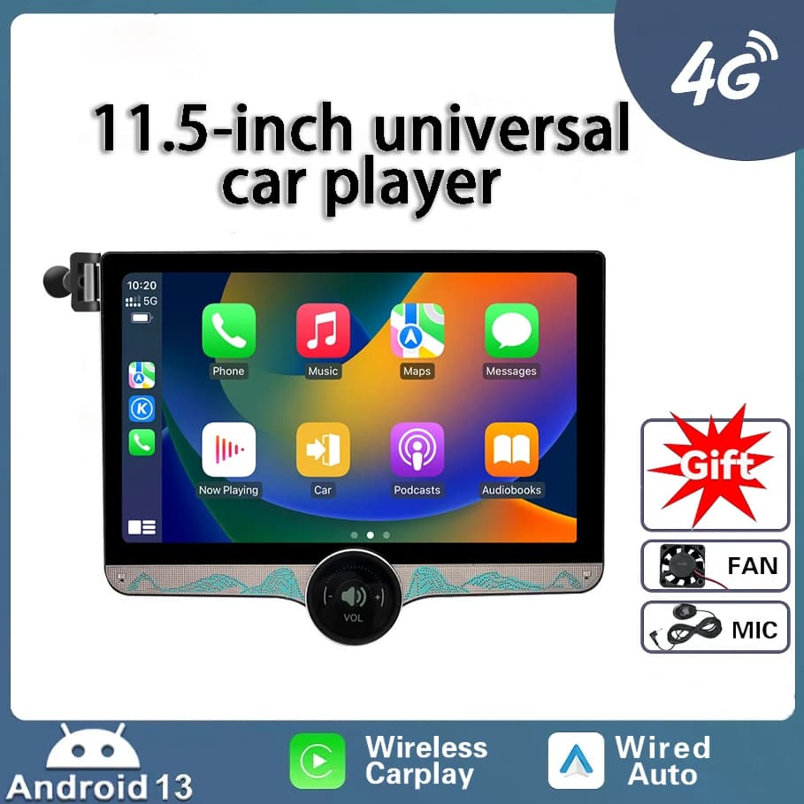 11.5 inch Screen Diamond 2K Android Car Radio 2Din Multimedia Player Single Knob Carplay Android Auto GPS Car Audio 4G Wifi