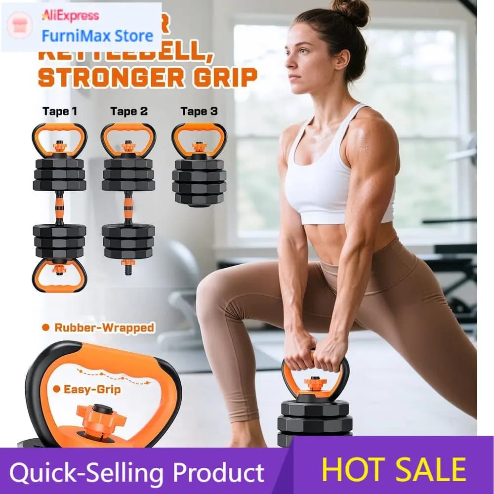 Manubri Regolabili 5-in-1 Popolari con Pesi da 33, 44, 66, 88 libbre, Adatti per Esercizi con Kettlebell, Perfetti per