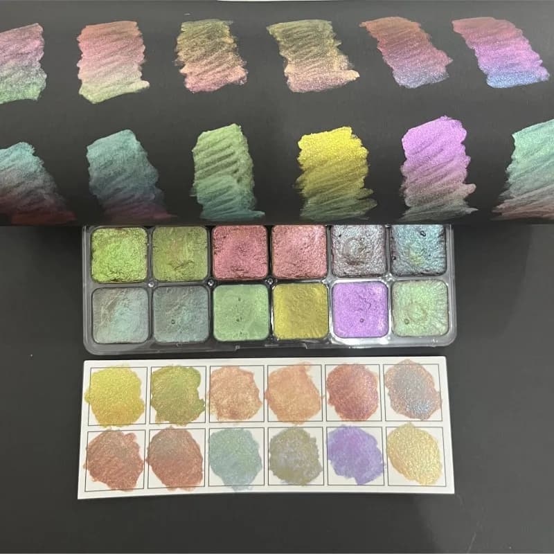 Chameleon Solid Watercolor Paint Solid Pearlescent Watercolor Pigment Metallic Gradient Shimmer Pigment DIY Nail Calligraphy