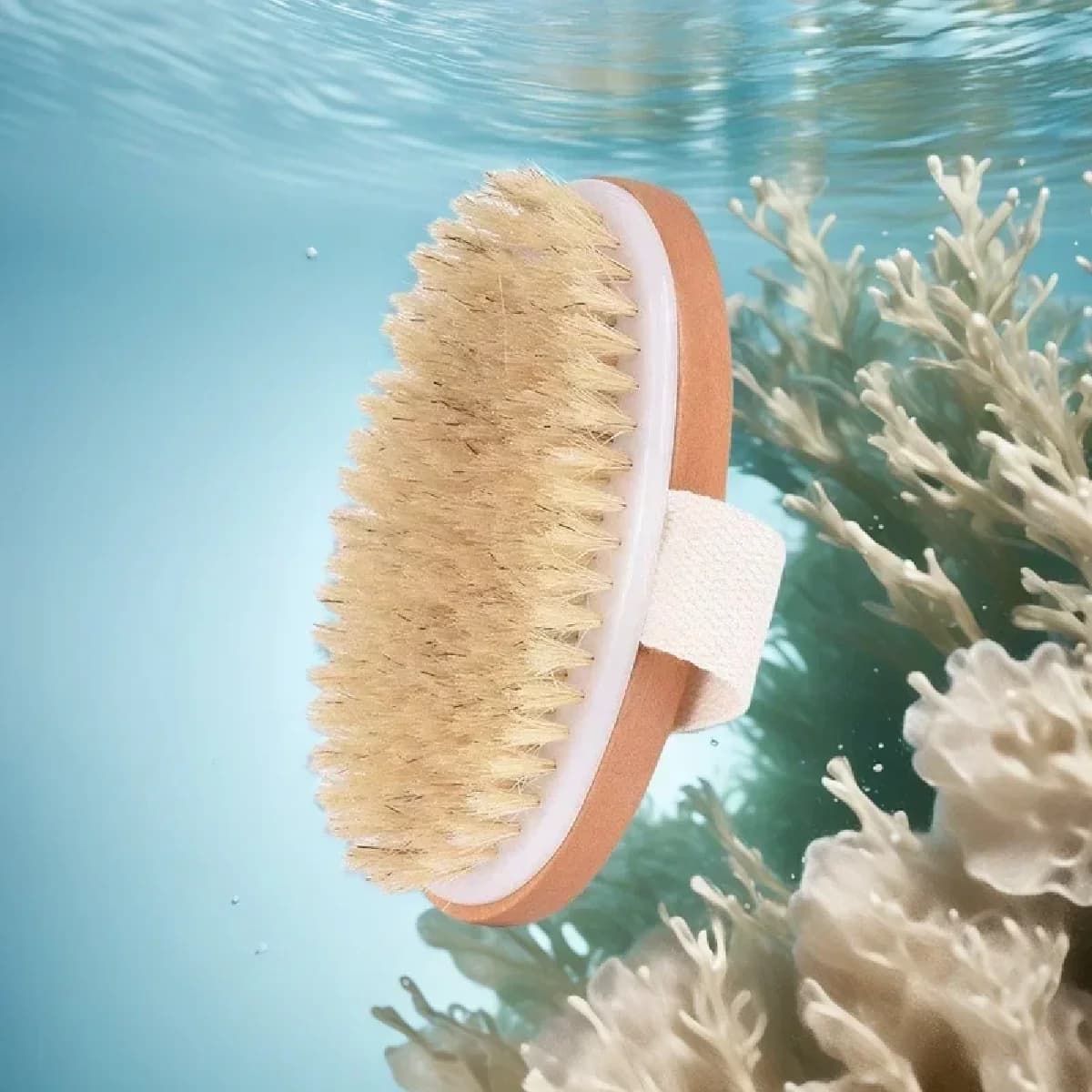 Exfoliating Scrub Wood Body Brush Suitable for Dry Skin, Natural Bristles Improve Blood Circulation, Prevent Hair Accumulation