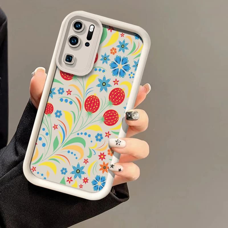 Custodia per telefono di lusso antiurto opaca con stampa floreale per Huawei P50 Pro, P Smart Pro, Y9 Prime 2019, Y7A, Y9S, P40 Lite 5G, P30, P20
