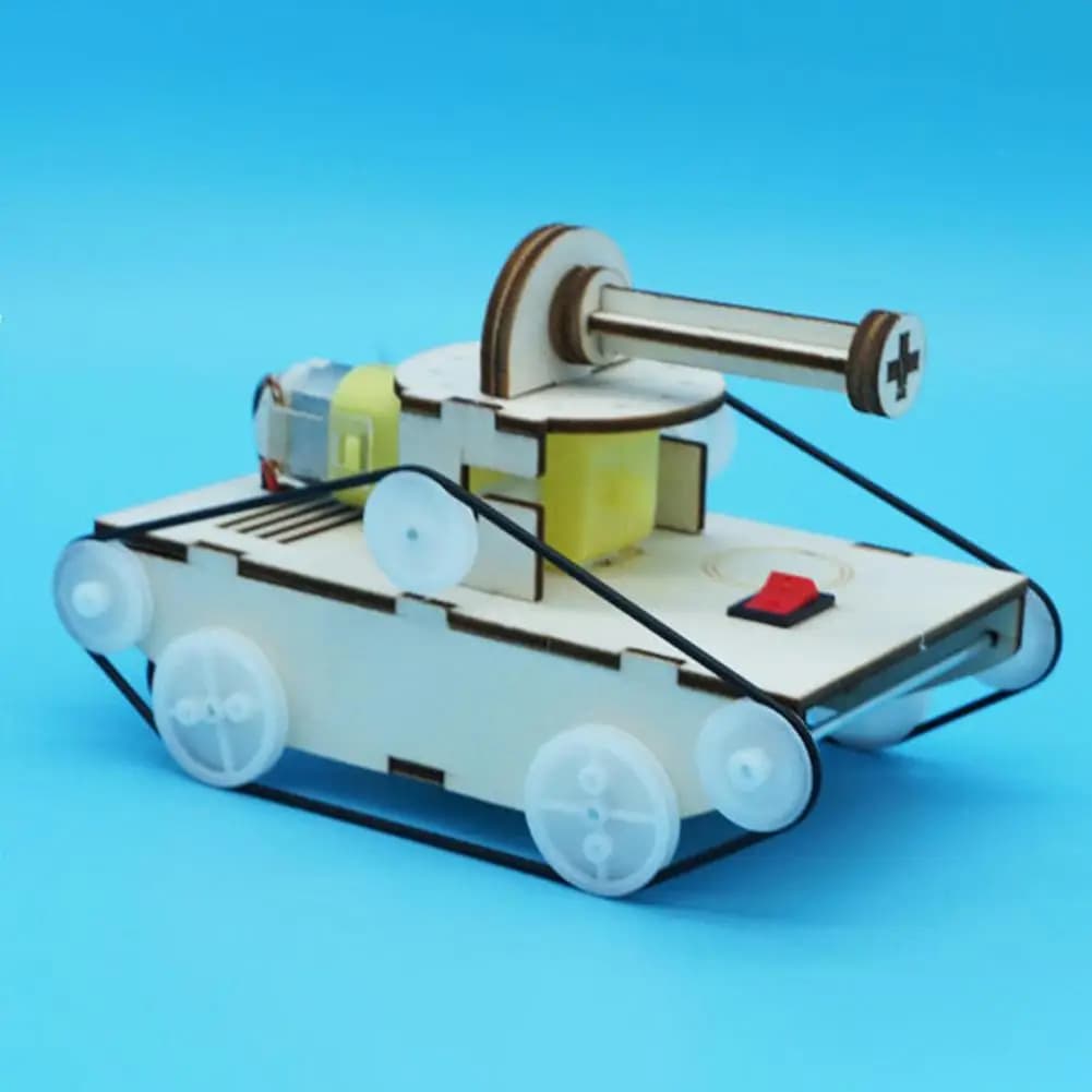Mini Modello di Carro Armato in Legno Fai-da-Te, Giocattolo Educativo per Esperimenti di Fisica, Regalo per Bambini