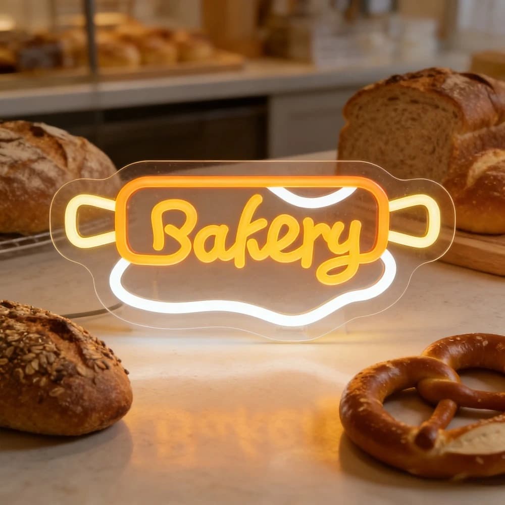 Insegna Luminosa a LED a Tema Pasticceria, Luce Calda Dimmerabile per Panetterie, Caffè, Cucine, Ristoranti, Attività Alimentari, Vetrine e Decorazioni