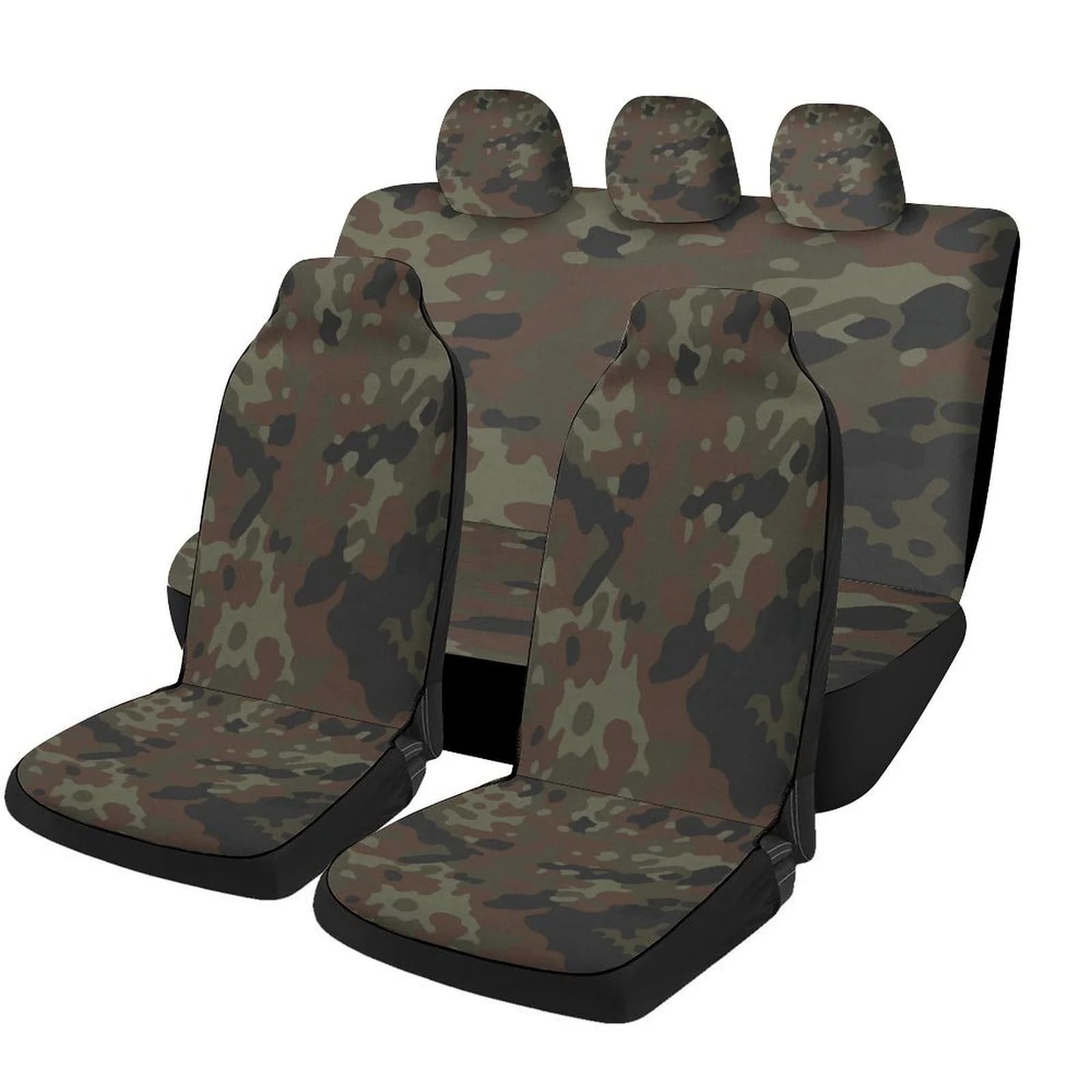 Camouflage Pattern Designed Car Seat Cover Set For Most Cars, Decorative Fashionable High-quality Car Seat Protector Covers Full