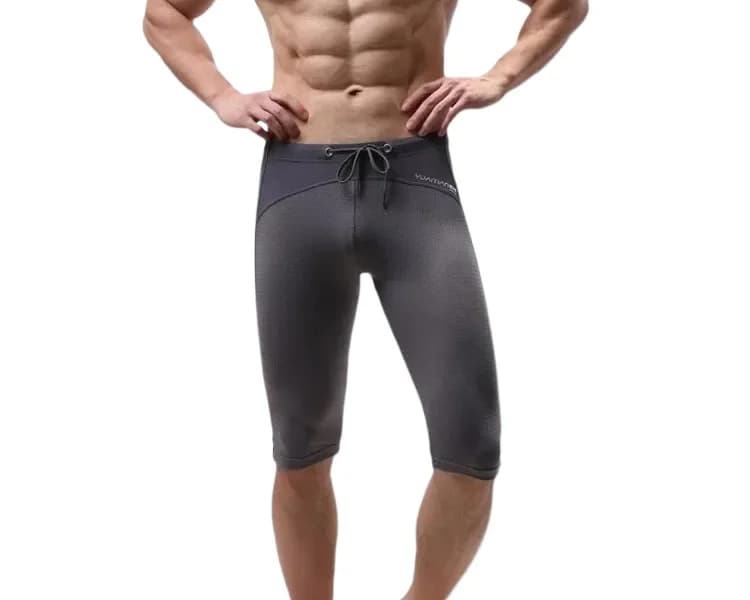 Men's Sports Shorts in Nylon Network, Leggings Boxer with Laces, Slim Sportswear with Holes for Cycling