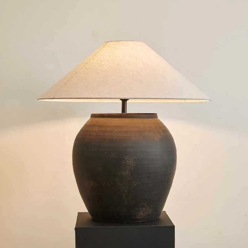 New Large Size Vintage Ceramic Desk Lamp with Fabric Lampshade Home Bedroom Bedside Old Desk Lamp