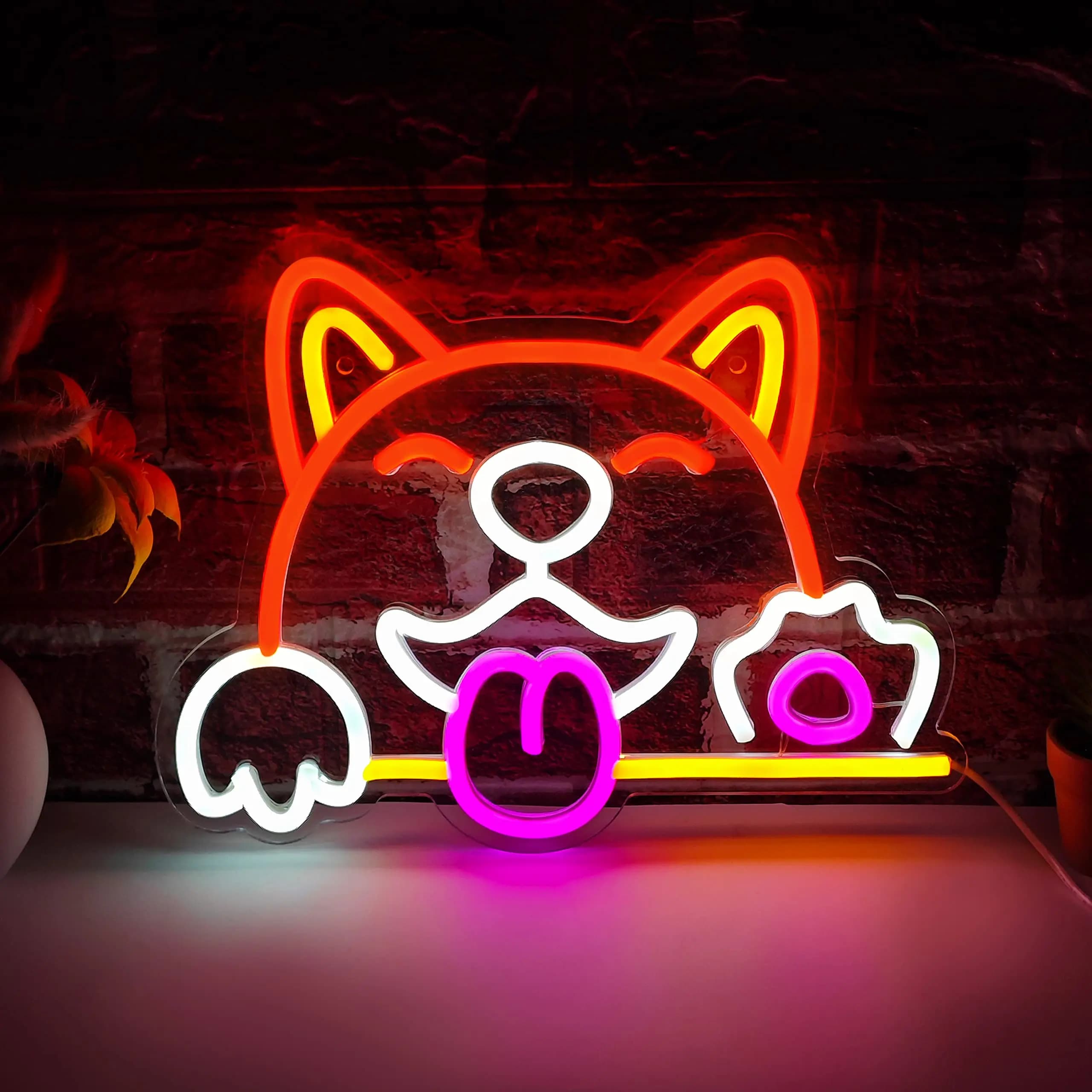 Insegna Luminosa a LED a Forma di Cane, USB Dimmerabile, Decorazione da Parete per Camera da Letto, Sala Giochi, Soggiorno, Regali per Feste di Compleanno