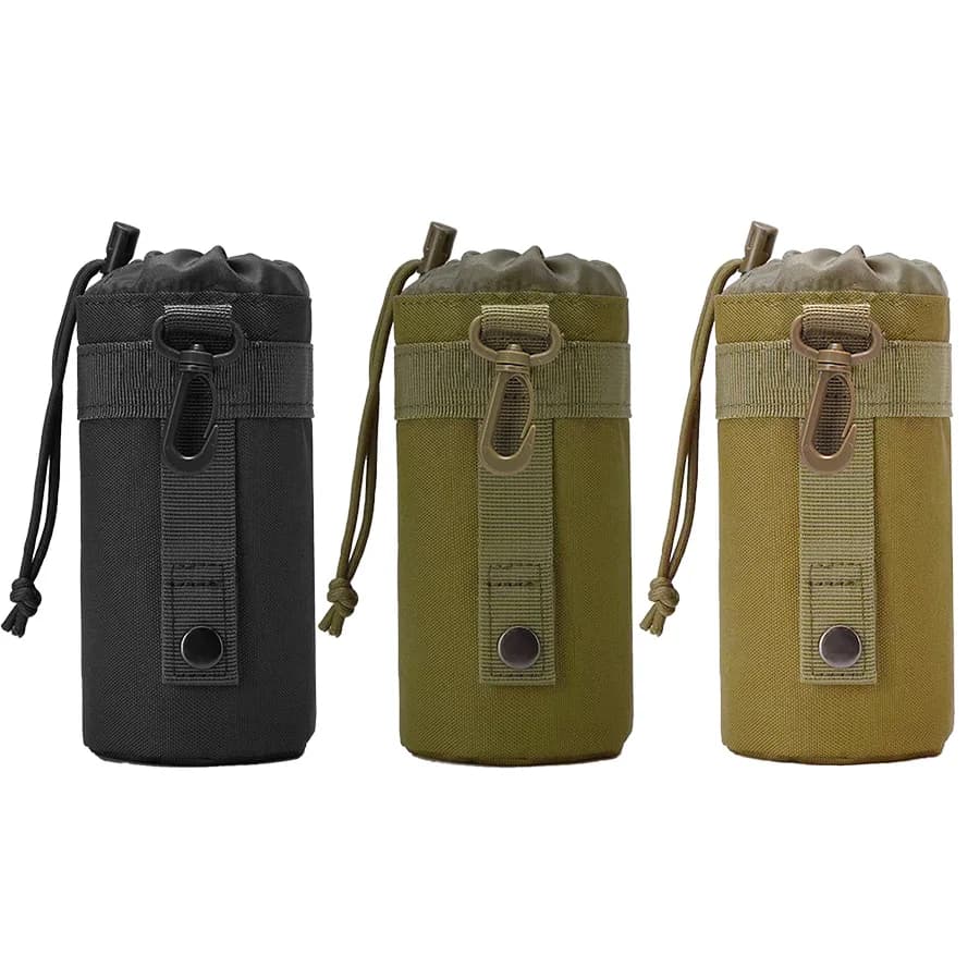 Outdoor Molle Water Bottle Bag Rack Camping Hiking Bicycle Bottle Bag Pulling Rope Multi functional Bottle Bag