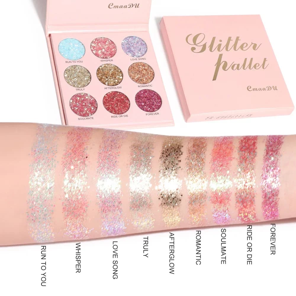 CmaaDu 9 color palette of colored makeup eye shadows naked glitter powder pigmented opaque pressed umbrella naked cosmetic