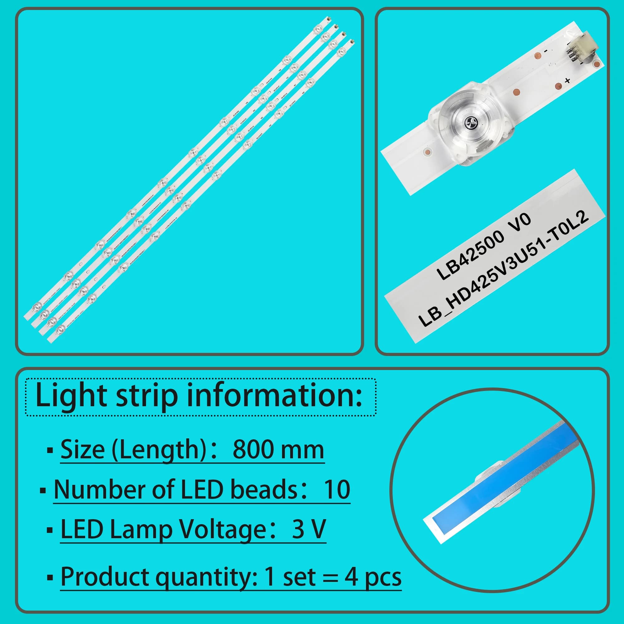 LED BackLight Strip For Н43А6140 H43B7500UK H43B7300 H43B7500 H53A6140 LB42500 V0 LB_HD425V3U51-T0L2