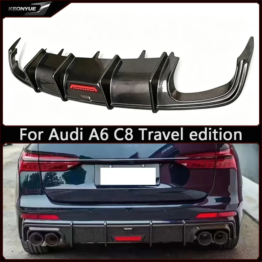 For Audi A6 C8 Travel edition 2019+ Carbon Fiber Back lip Car Rear Bumper Diffuser Splitters Spoiler Car Accessories Body Kit