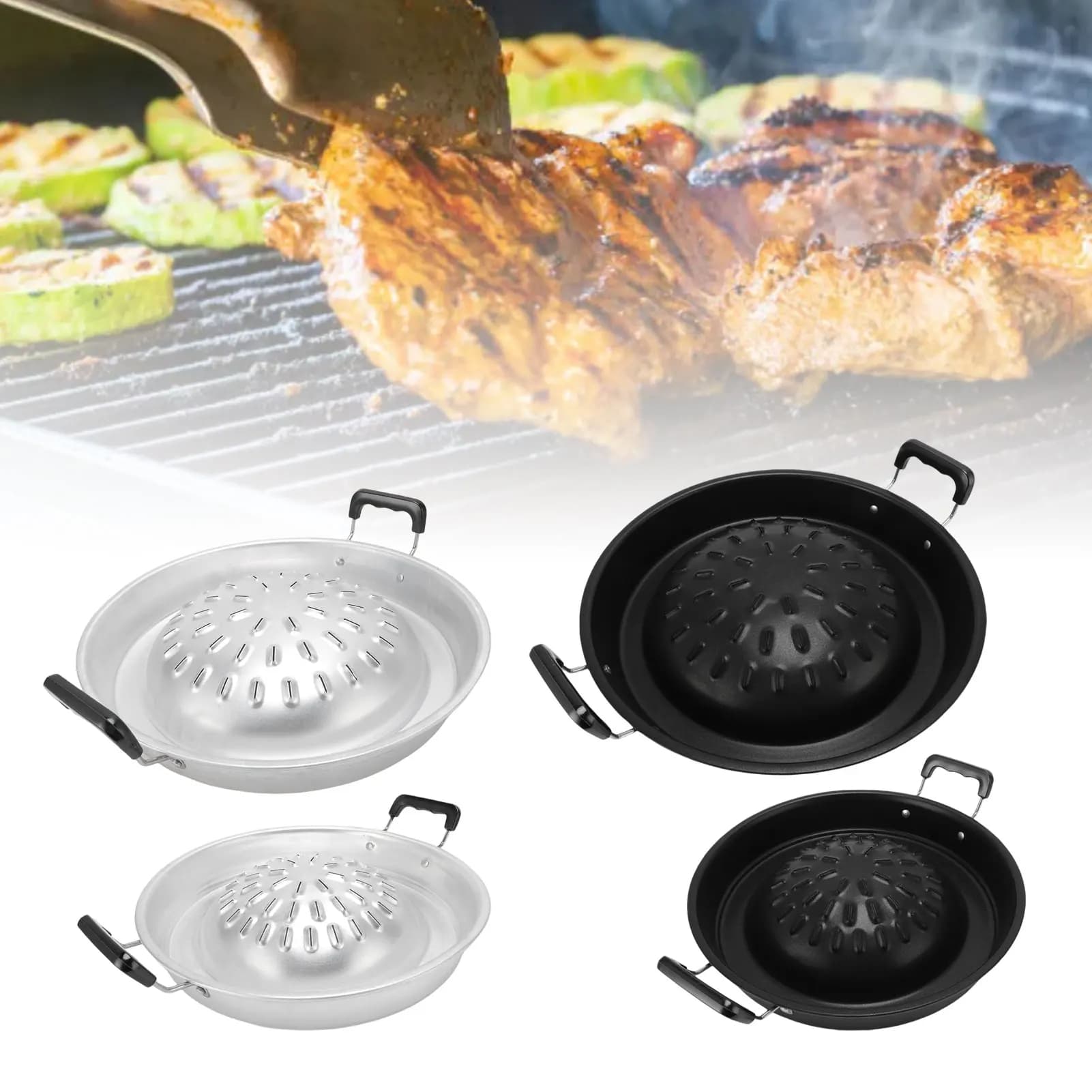 Thai Barbecue Grill Pan Thai BBQ Grill Pan 2 in 1 Non Stick Even Heating Aluminum Hot Pot Grill Charcoal Pan for Indoor Outdoor