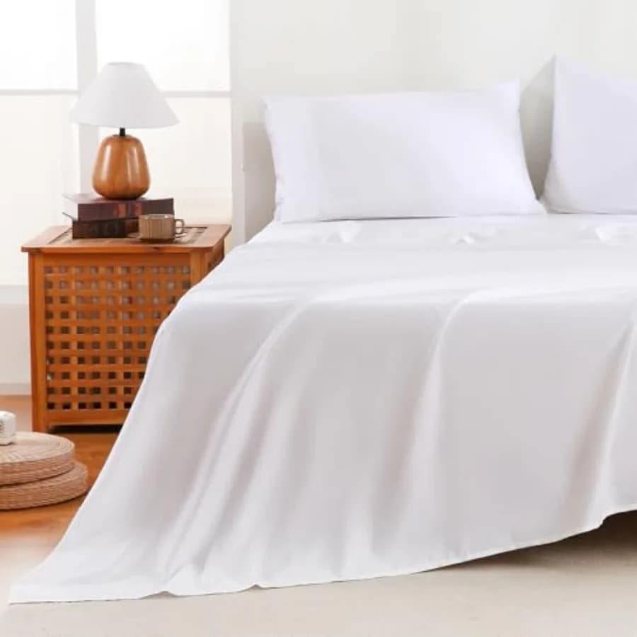 Set di lenzuola 100% cotone con lenzuolo con angoli ad altezza regolabile fino a 16 pollici, lenzuolo di lusso per hotel, 400 fili, morbido e traspirante