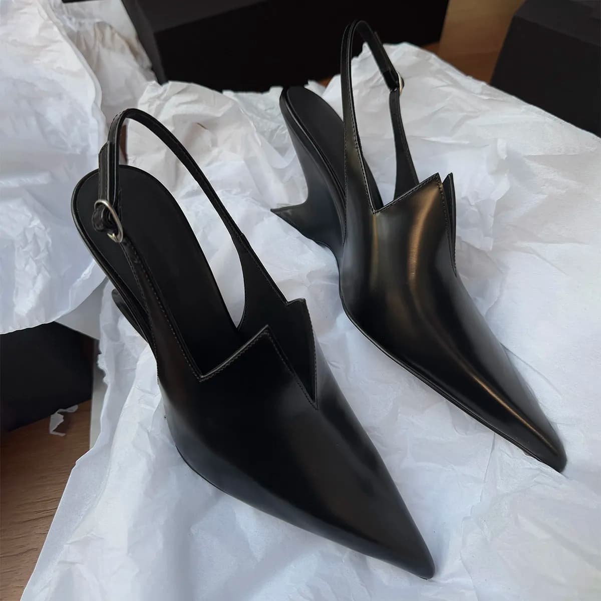 Sandali Estivi da Donna con Tacco Spesso e Cinturino Posteriore, Scarpe Eleganti con Punta a Spillo e Fibbia, Tacchi Alti Femminili, Zapatos Mujer