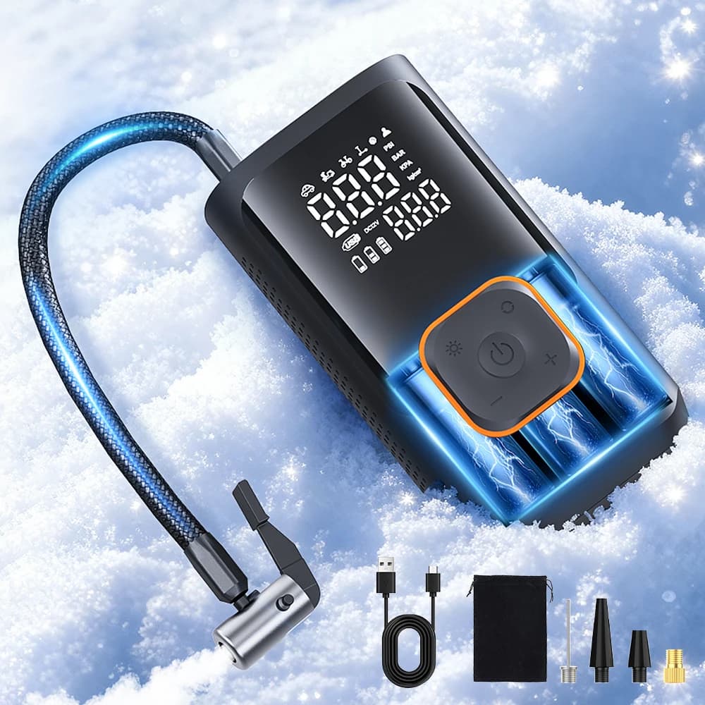 YIJU Pompa di Aria Elettrica per Auto Pompa Gonfiabile per Pneumatici Senza Fili Portatile Gonfiatore Pompa del Compressore d'Aria per Palla da Bicicletta per Auto Moto