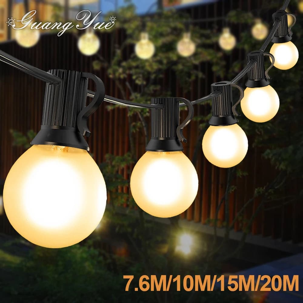 Impermeabile G40 Luci A Led Decorazione EU 220V US 110V Luce Della Stringa Bianco Caldo Smerigliato Bianco Festa di Nozze Luci del Giardino All'aperto