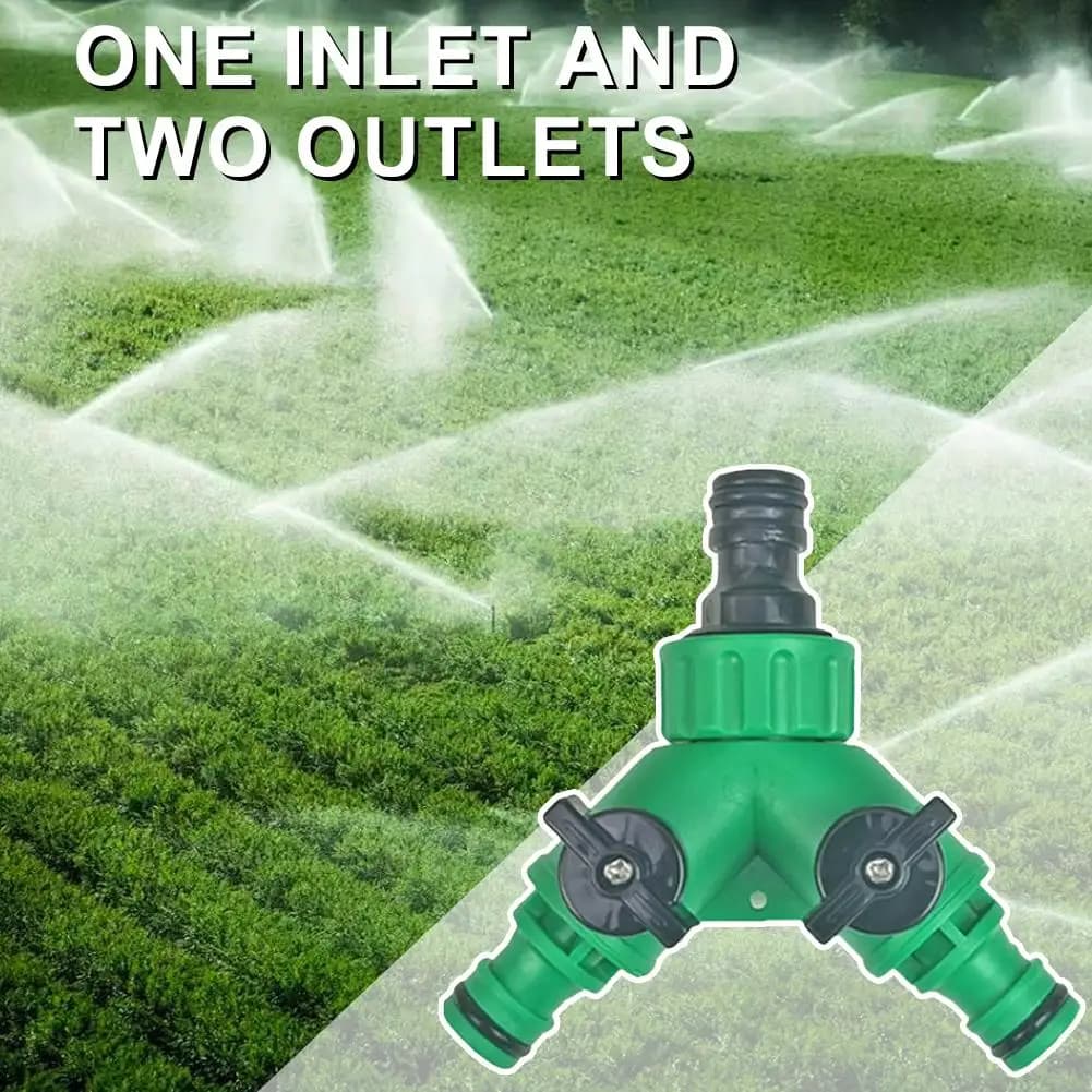 Connettore a Y per Tubo da Giardino a 2 Vie - Valvola a Connessione Rapida con Interruttore On/Off per Irrigazione e Controllo Acqua Fiori