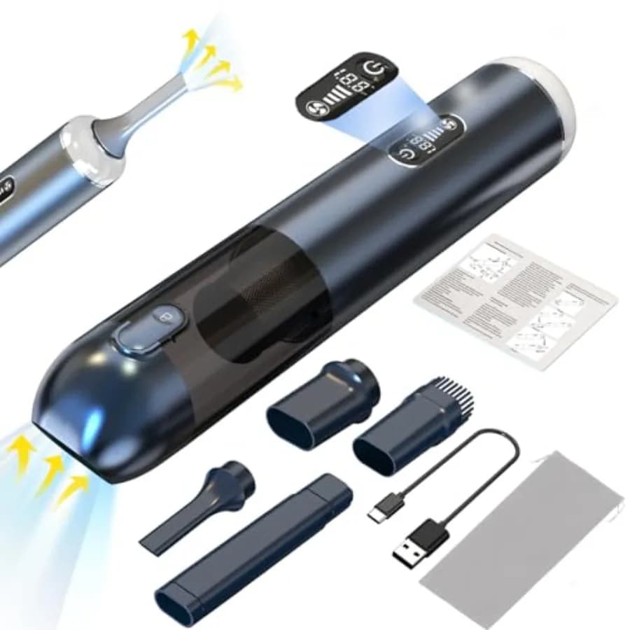 Aspirapolvere per Auto 18000Pa con Potente Aspirazione, Filtro HEPA, Portatile Senza Fili, per Veicoli e Casa, con Display LED e Soffiatore d'Aria