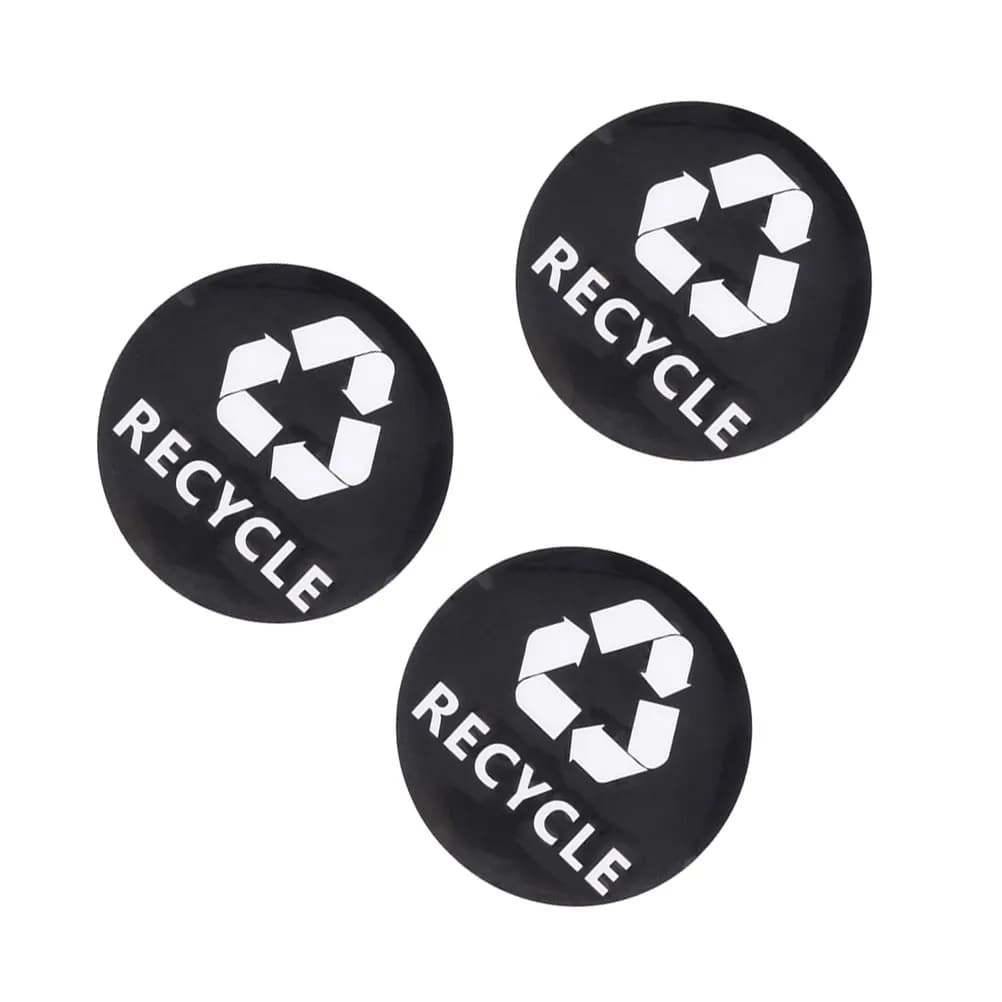 3Pcs Black Recycling Logo Stickers High Catching Waterproof Labels for Garbage Cans Trash Bins Windows Doors Cars