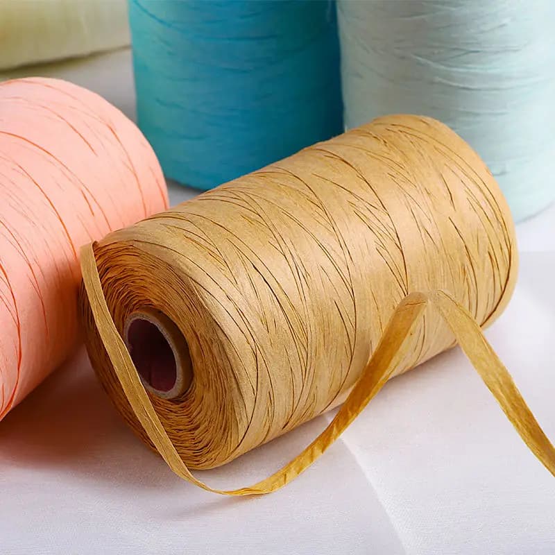 Organic straw cords in rhinestone rope yarn for knitting, summer hat bags, gift box, gift card string, 280 m for roll