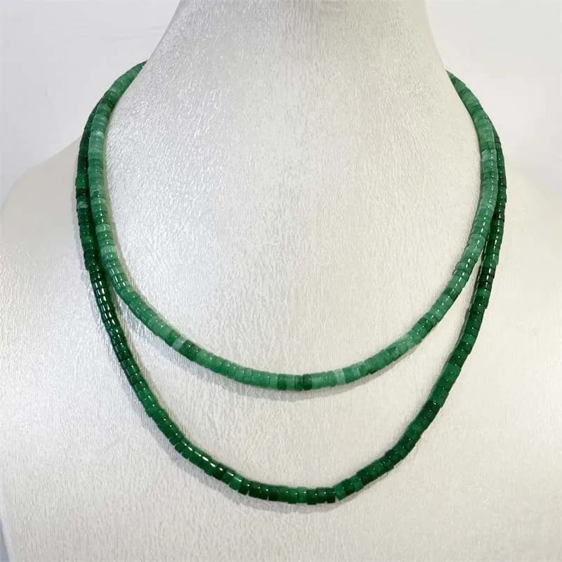 Necklace with emerald 2*4MM elegant green light intense sea Heishi simple sale hot natural stone jewelry for wedding parties manual work