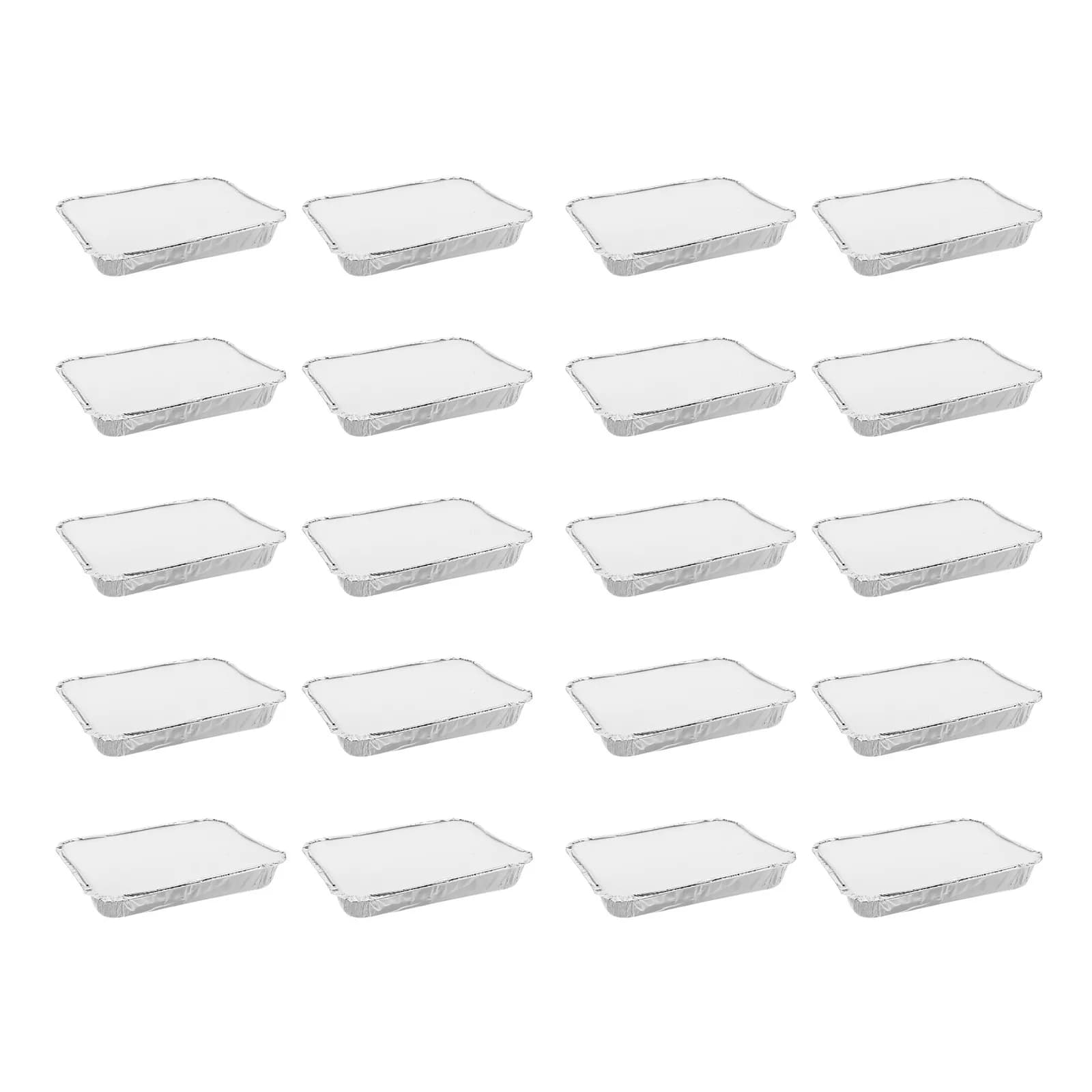 20 Contenitori in Alluminio per Alimenti con 3 Scomparti e Coperchio, Vaschette Rettangolari 23x18x3 cm per Preparazione Pasti, Catering e Asporto