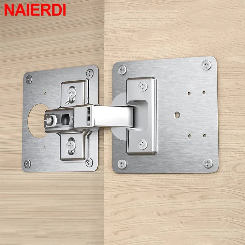 NAIERDI 1/2/4/8PCS Piastra di riparazione cerniera Resistente in acciaio inossidabile Piastra montata per mobili Cerniere per porte dell'armadio Strumento di montaggio per riparazione
