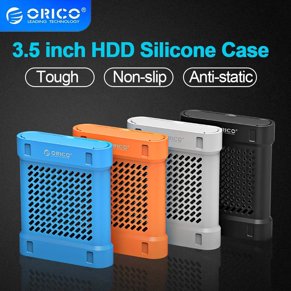 ORICO 2.5" Mobile Hard Drive Protective Case Silicone Case 3.5" Durable Shock Bag Portable Solid Silicone Storage Box
