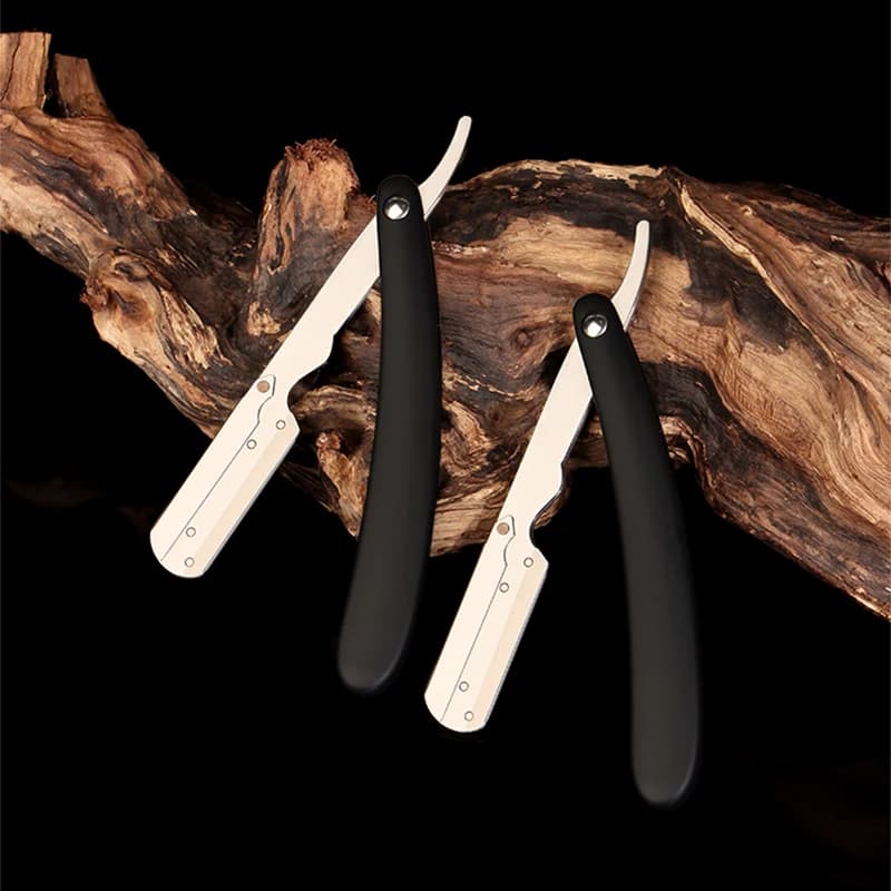 1pc Coltello da barba pieghevole in acciaio inossidabile Bordo dritto per uomo Sicurezza affilata Barbiere Rasoio per sopracciglia Rasatura Barba Cutter Accessori