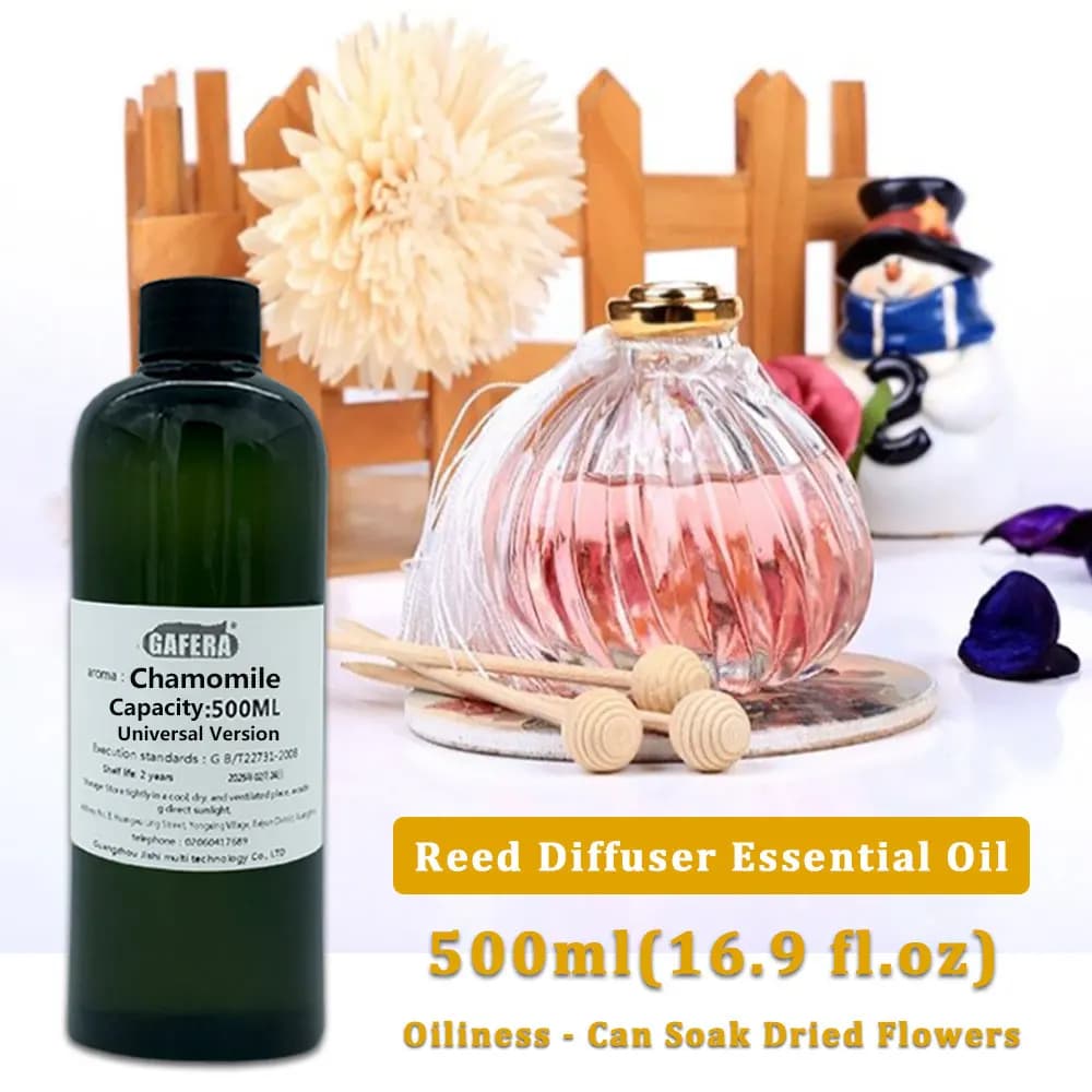 GAFERA 500ml(16.9 fl.oz) Chamomile/Rose Essential Oil - For Reed Diffuser & Flameless Aromatherapy, Diffuser Replenish Aroma Oil