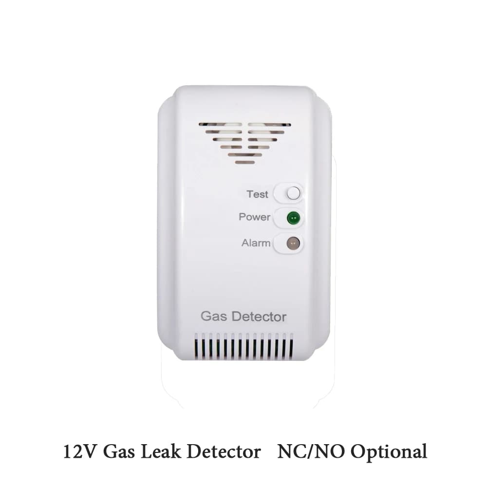 Sensore di Gas Combustibile 12Vdc NC/NO con Uscita Relè, Rilevatore di Gas Naturale e GPL per Sicurezza Cucina, Allarme Perdita di Gas con Valvola di Chiusura