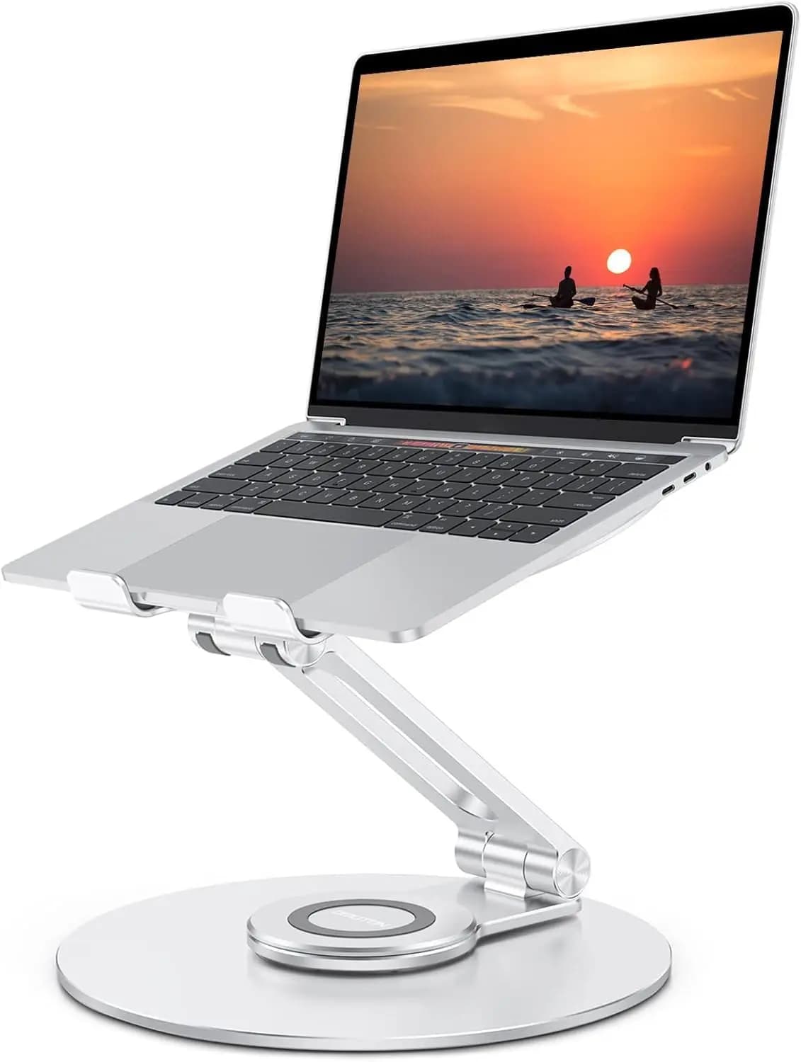 Supporto per Laptop Regolabile con Base Girevole a 360°, Rialzo Ergonomico per Lavoro Collaborativo, Pieghevole e Salvaspazio, Adatto a Laptop da 16 Pollici