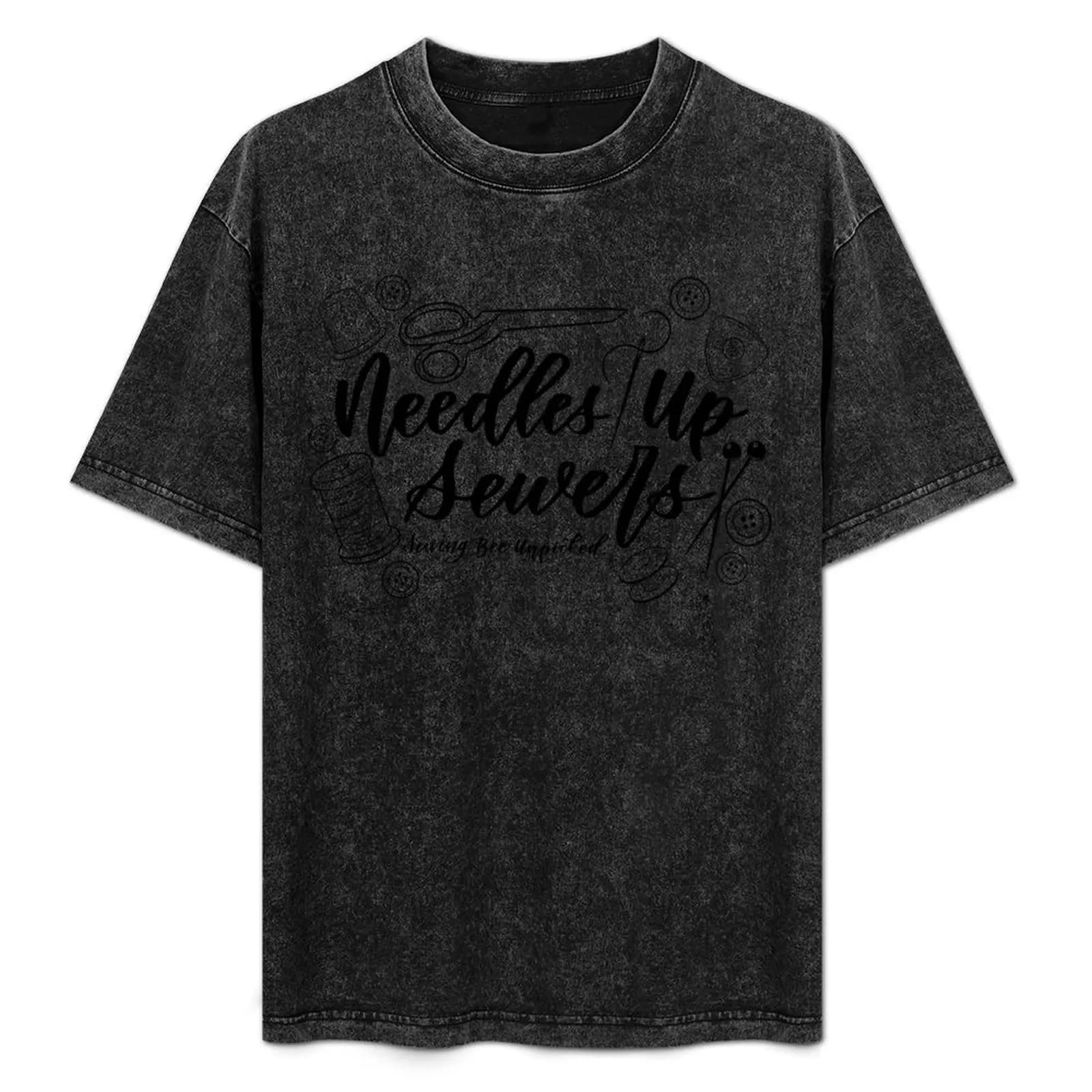 Needles Up Sewers - T-shirt da lavoro per esterni con stampa sewing bee unpicked - linee nere da uomo