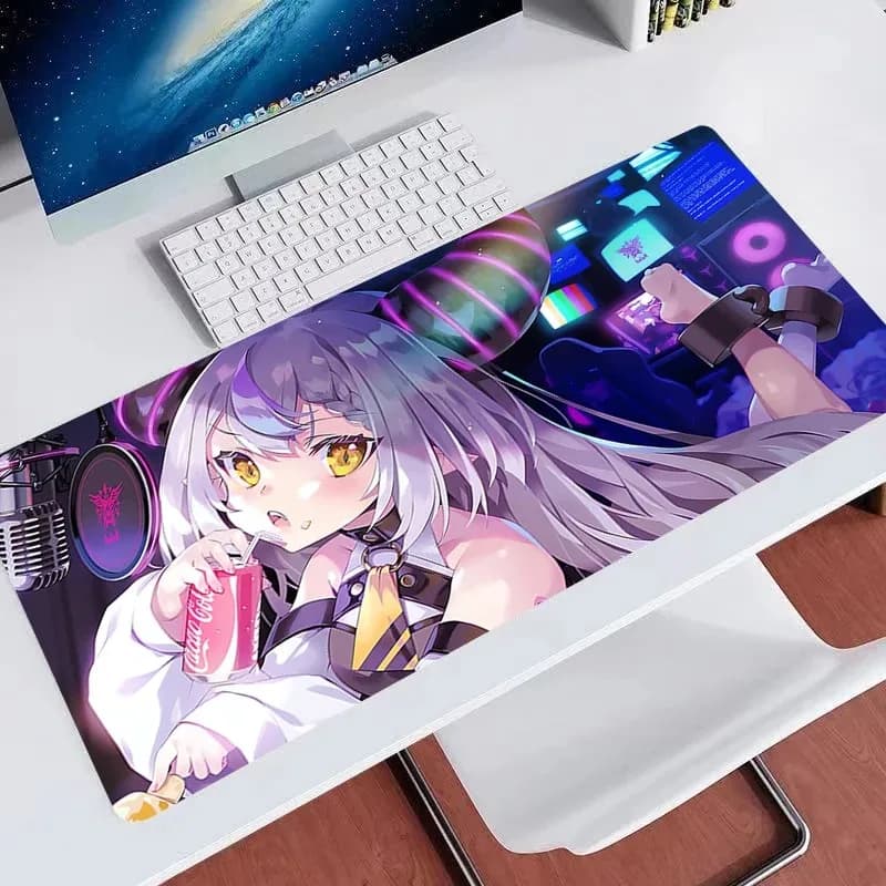 Gaming Mouse Pad,Large Desk Mat,Anti-slip Base,Stitched Edges, Purple Anime Devil Girl Print, Keyboard Pad for Gamer Office Home