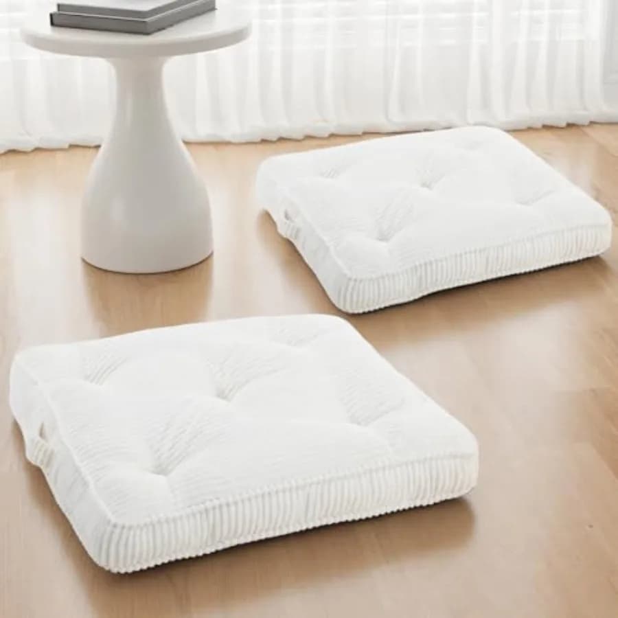Floor Pillow Set of 4x4 Tufted Floor Cushion for Adults Square Large Meditation Cushion Pillow Corduroy Sitting Pillow with Han