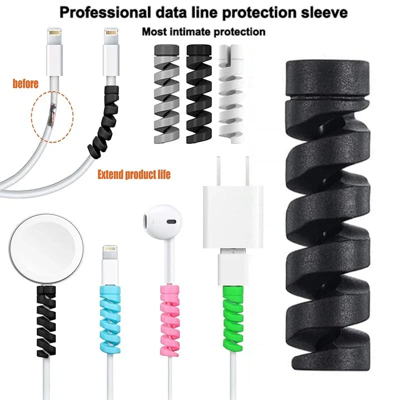 Copertura dell'organizzatore del cavo del cavo dell'avvolgitore della bobina del Silicone del protettore del cavo di trasporto libero 4PCS per il cavo del cavo del caricatore del USB di Apple iphone