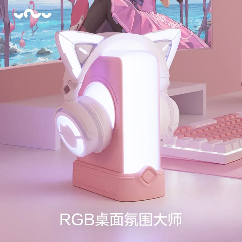 YOWU SELKIRK-4GS Cuffie Bluetooth carine 2.4G Cuffie da gioco RGB con riduzione del rumore USB wireless con microfono per regalo per ragazza
