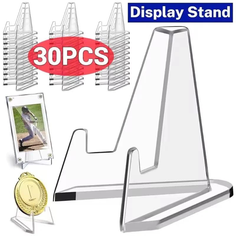 1-30PCS Supports for Transparent Acrylic Coin Display Holder Collectable Card Holder with Small Clamp for Kpop Idol Card Organizer