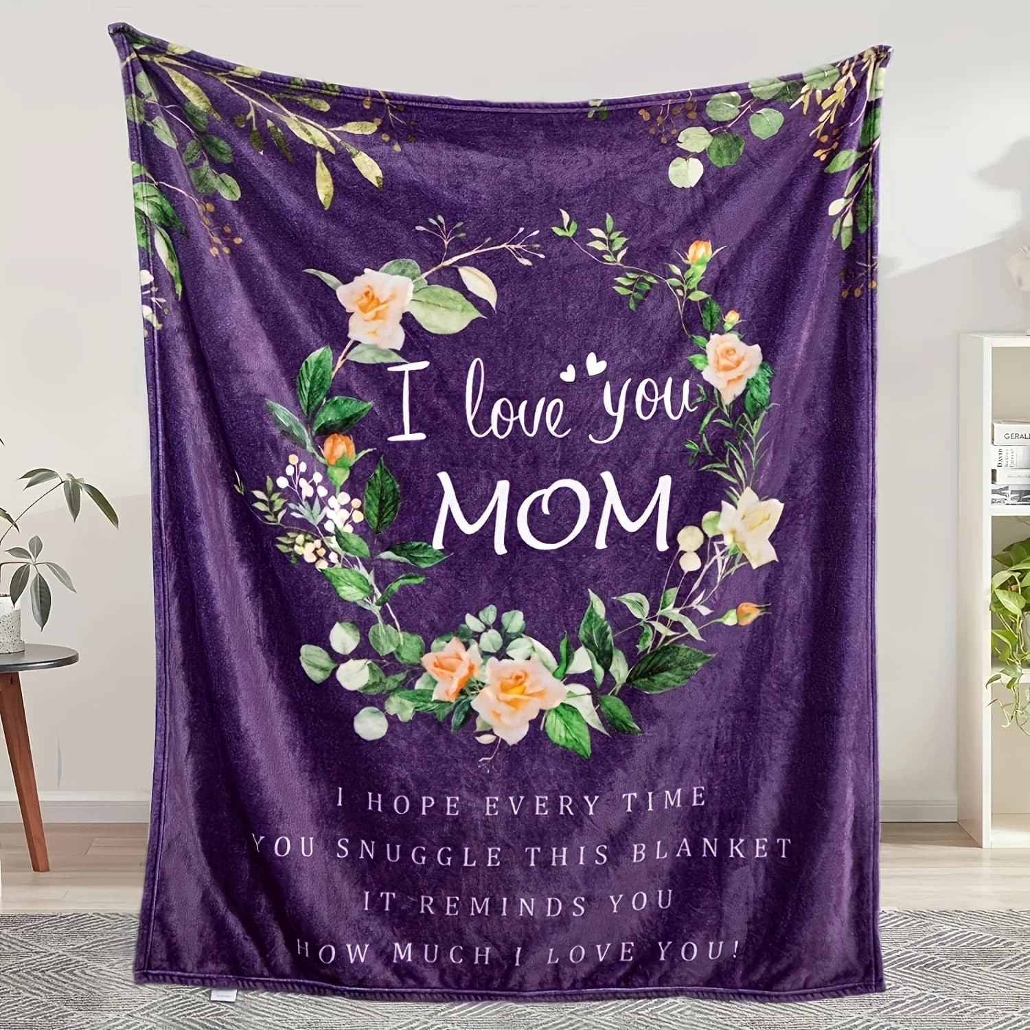 Coperta in Flanella Morbida con Stampa 2D su un Lato, per Soggiorno, Divano, Arredamento Familiare, Regalo Emozionante per la Festa della Mamma