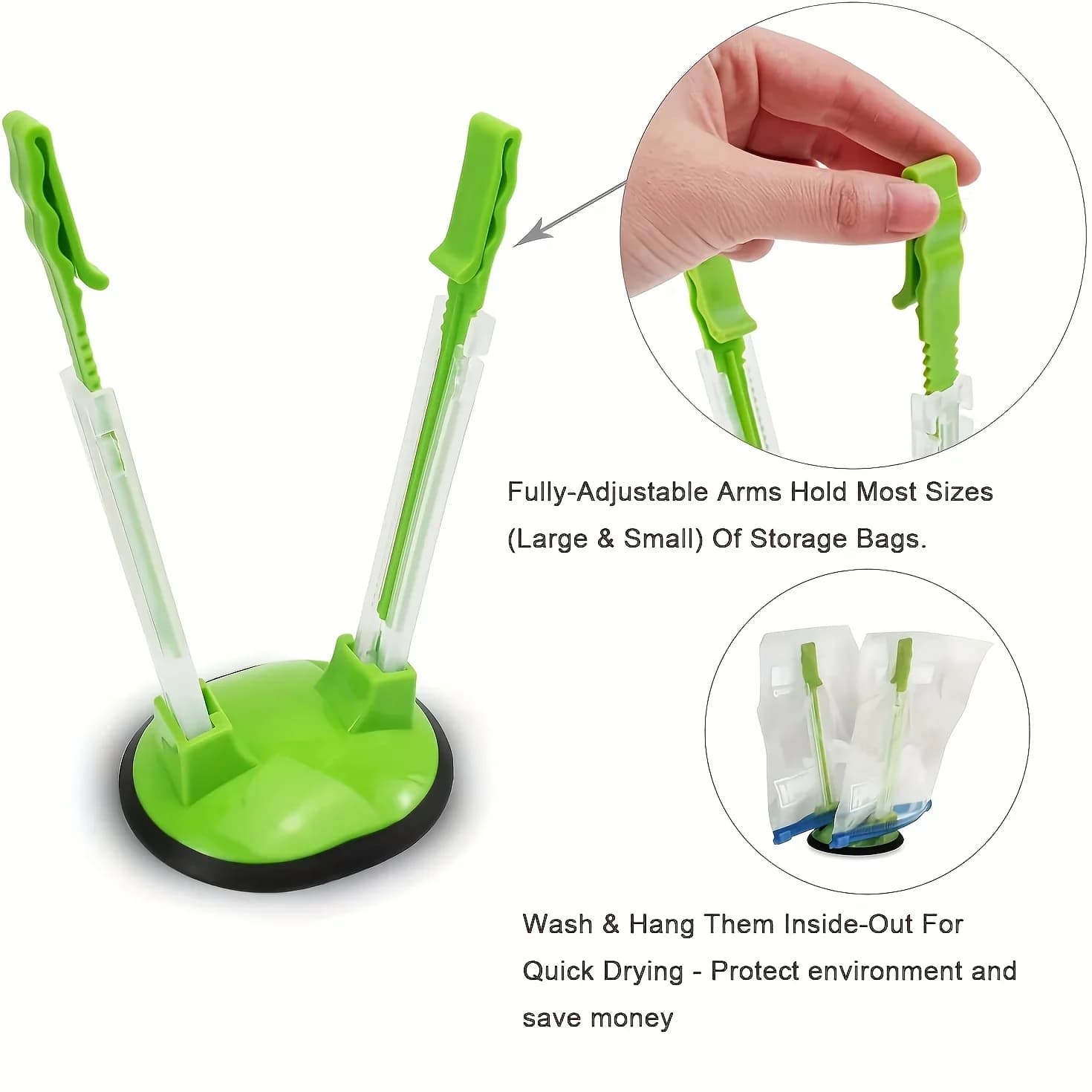 Porta sacchetti con cerniera in plastica regolabile antiscivolo a mani libere, gadget da cucina per la preparazione degli alimenti, supporto per sacchetti per congelatore