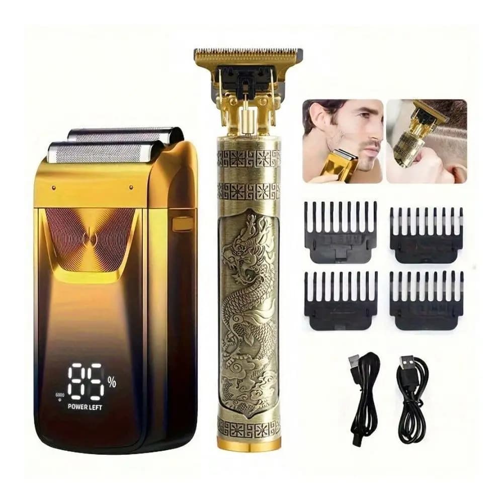 Rasoio Elettrico, Regolabarba, Tagliacapelli, Kit da Barba, Rasoio da Uomo, Set per la Cura Maschile, Regalo per le Feste