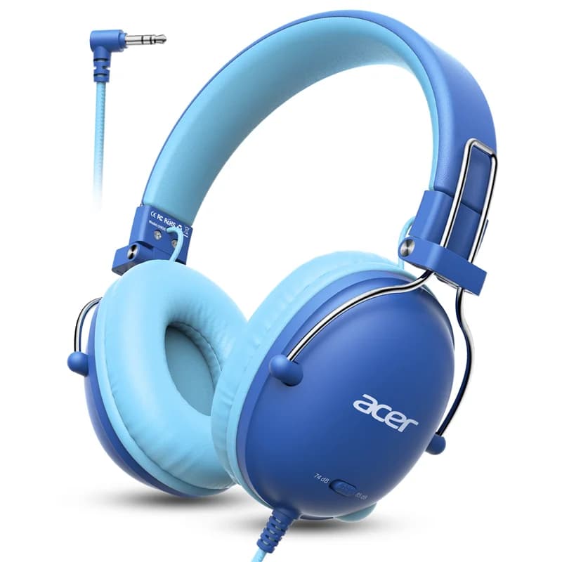 Cuffie per bambini Acer per la scuola, volume sicuro 74/85dB, cuffie per bambini con cavo, stereo, cablate, on-ear, per ragazzi e ragazze