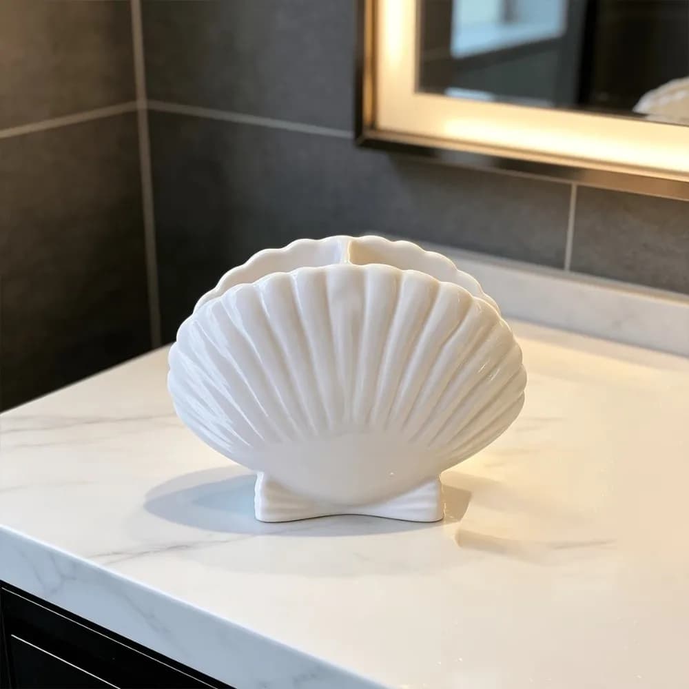 3D Seashell Shell Toothbrush Holder Coastal Style Aesthetic Toothpaste Toothbrush Stand Beach Theme Plastic Pen Holder