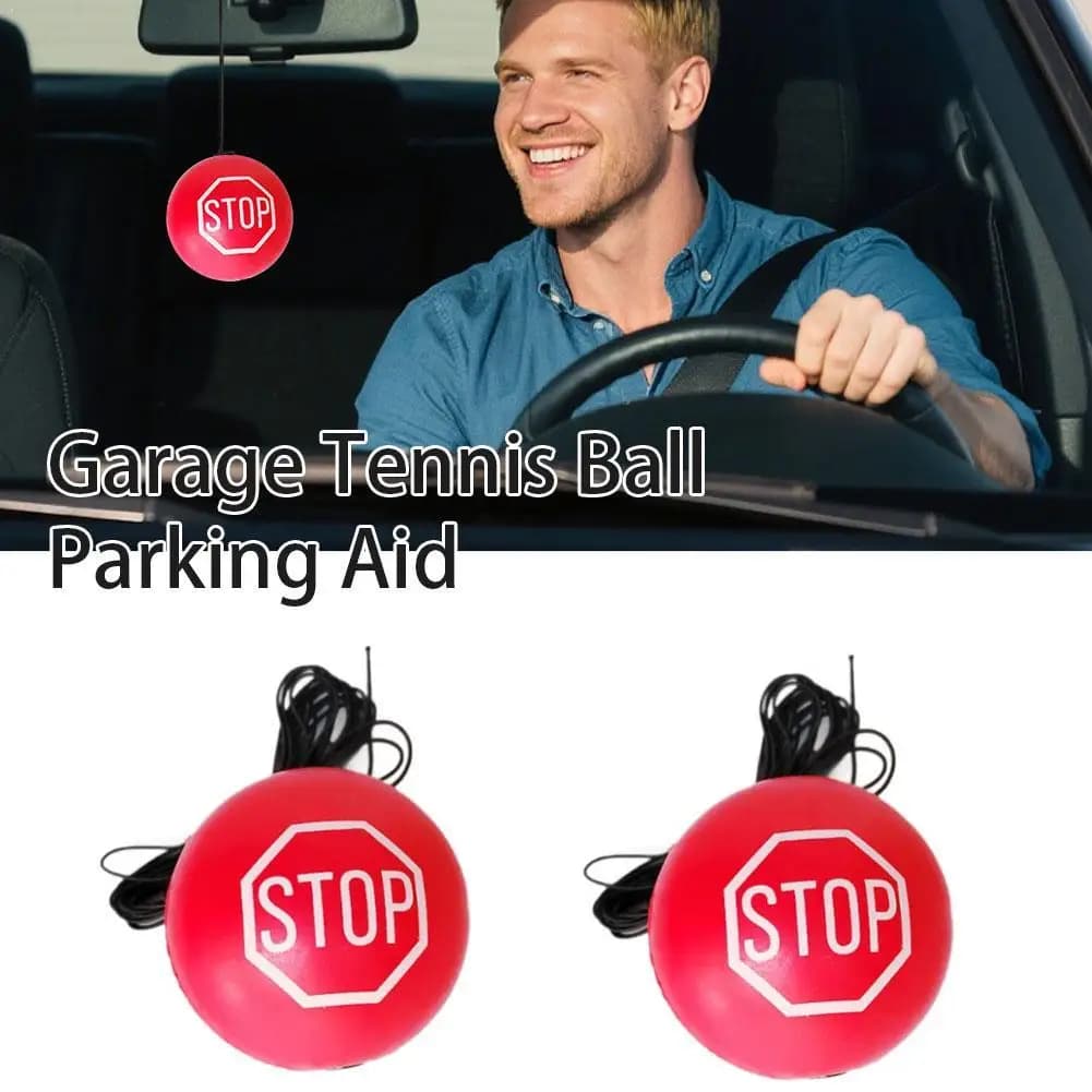 2 Pezzi Palla da Tennis per Parcheggio in Garage, 7 cm, Palla da Appendere con Fibbia di Regolazione, Corda Elastica, Palla in Schiuma PU per Bloccaggio Auto